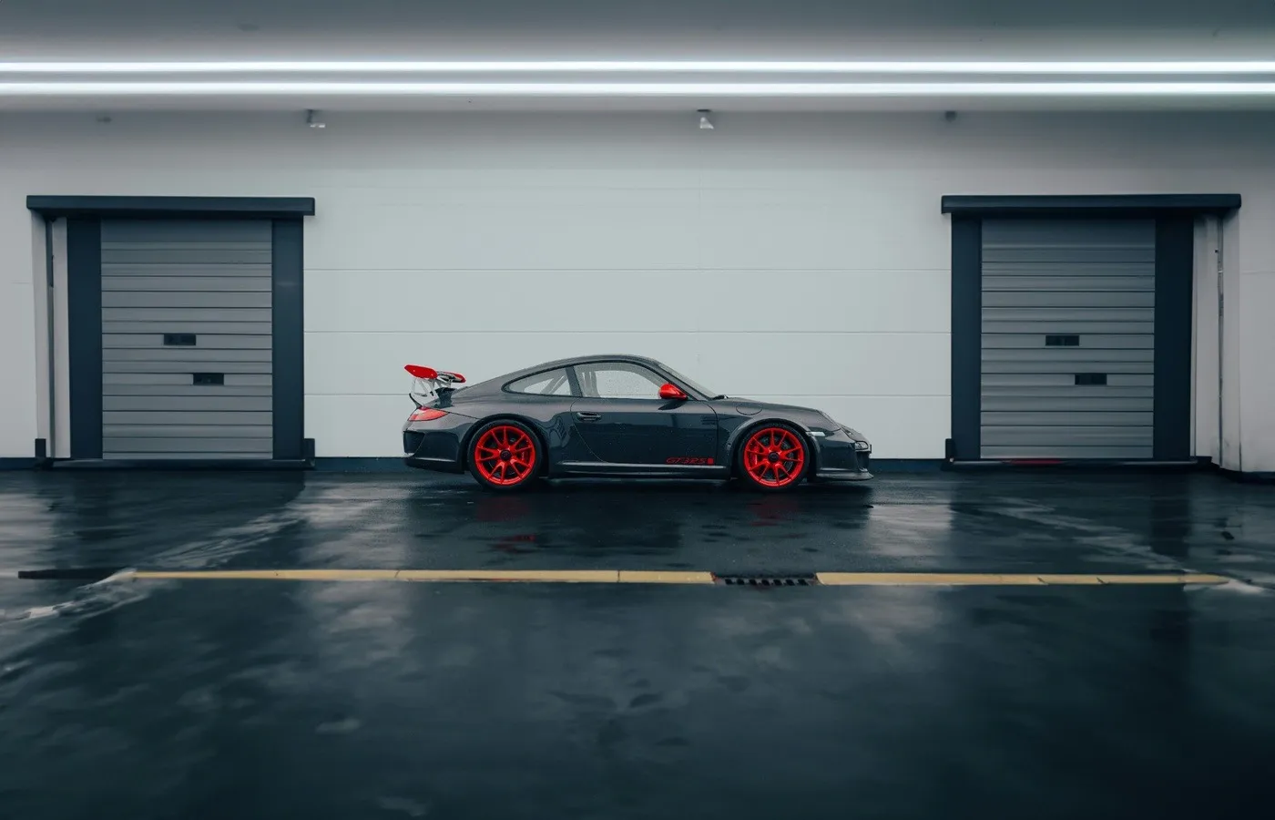 Residential garage with car
